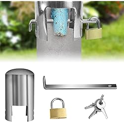 skytowards Cerradura de Grifo al Aire Libre Cubierta de Grifo Cubierta Protectora para Grifo y Válvula con Candado y Llave Aislado Manguera de Jardín para Evitar Pérdidas de Agua (Plata, 13 * 7.7cm)