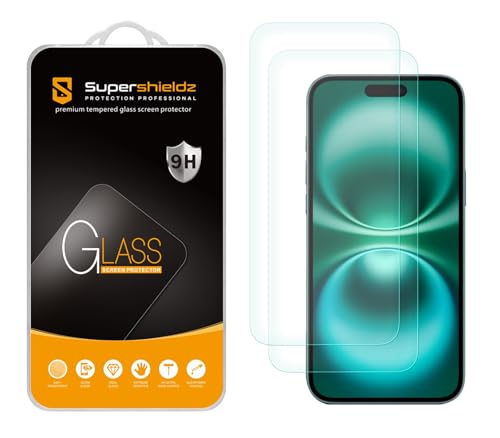 Supershieldz (2 Pack) Designed for iPhone 16 / iPhone 15 (6.1 inch) Tempered Glass Screen Protector, Anti Scratch, Bubble Free