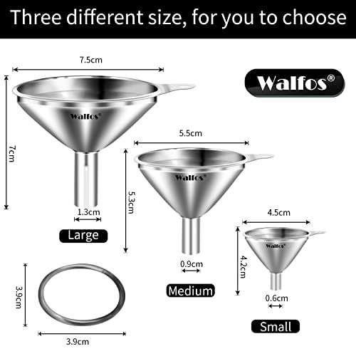 Walfos Mini Stainless Steel Funnels, Multi-Use Small Kitchen Funnel Set, For Transferring Liquid, Fluid, Essential Oils, Powder,Tiny Spices,Long-Lasting And Dishwasher Safe thumb #3