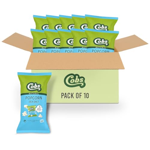 Cobs Natural Sea Salt Popcorn 13g x 5 bag Multipack x 10 (650g total)