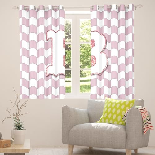 Image of Erosebridal Pink Initial B Blackout Curtains for Kids Girls Bedroom Kawaii Plaid Checkered Window Curtains 2 Panels 38 inchWx54 inchL Cute Personalized Monogram Drapes,Fashion Grids Gingham Window Treatments