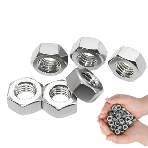 JUGUTA Din985, 50 Dadi Esagonali M5, Dadi Di Sicurezza In Acciaio Inox Standard A2 V2A M5, Dadi Autobloccanti, Dadi Esagonali In Acciaio Inox