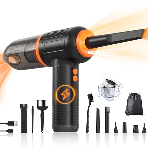 ZORUMAN 2-in-1 Air Duster and Compressed Air Spray, 3-Speed 120,000 RPM Mini Air Blower, 12.5Kpa Computer Cleaning Kit, Compressed Air Cleaner for PC, Laptop, Air Conditioner, Sofa, Car Interior