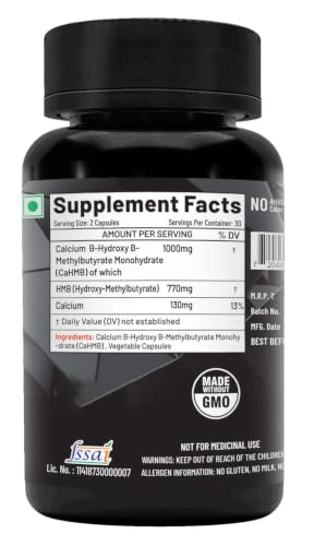Image of NutriJa HMB 1000MG Capsules | CaHMB Beta-Hydroxy Beta-Methylbutyrate Supplement | Supports Muscle Maintenance, Workout Recovery & Strength Training Routine - 60 Capsules