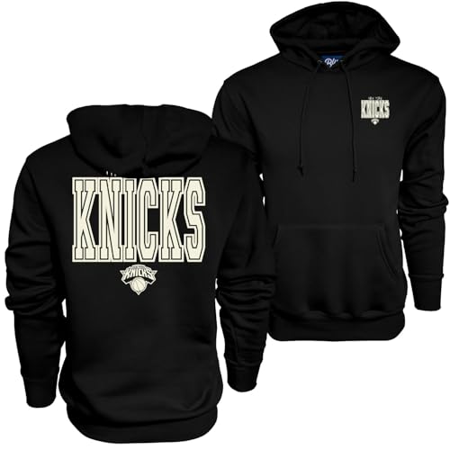 Blue 84 New York Knicks NBA Officially Licensed Hooded Sweatshirt Pop Echo Black, Large