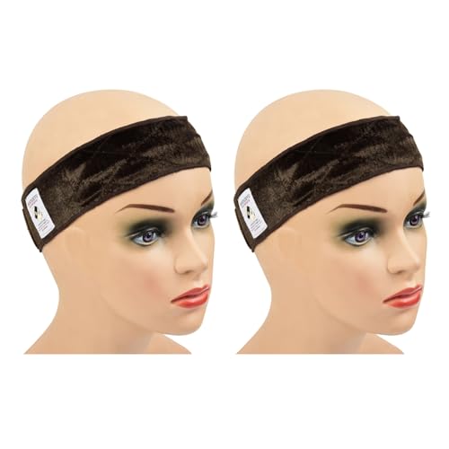 YANTAISIYU 2 pieces Wig Grip Band for Women Adjustable Non-Slip Wigs Scarf Grip Headband for Keeping Wig in Place (Dark Brown)