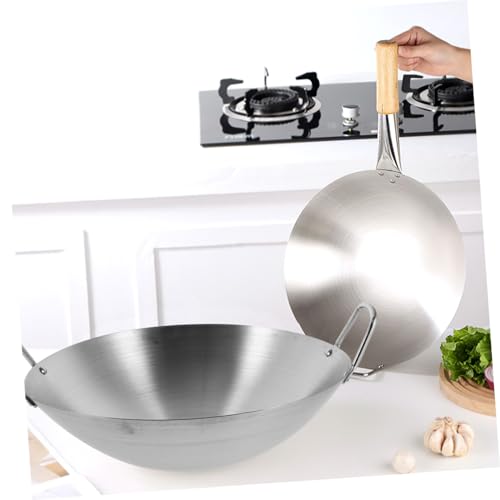 Wok de acero inoxidable con doble asa 30 cm miniatura 7