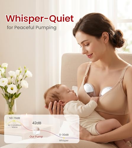 Image of NCVI Wearable Pump, Hands Free Electric Pump with 4 Modes & 9 Levels Suction, Portable Pump Ultra Quiet <42dB, 150min Battery Life, 19 /21 /24mm Flange, Breastfeeding Pump for Moms