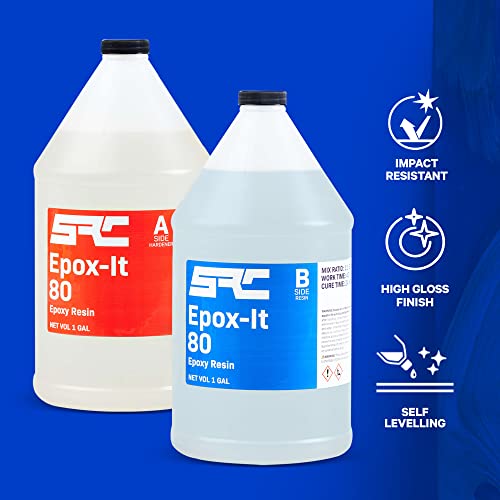 Specialty Resin & Chemical Epox-It 80 (2 Gal)| Clear Epoxy Resin Kit For Beginners & Experts| Clear Epoxy Coating For Bar Top, Countertop, Tabletop|Crystal Clear Formula For Jewelry, Art, & Laminating #TOP4