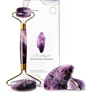 ROSELYNBOUTIQUE Gua Sha Facial Tools & Face Roller Original Face Massager for Puffiness Wrinkless Skin Care Routine – Self Care Gift for Men Women (Amethyst)