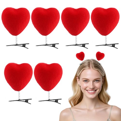 Fermaglio Capelli a Forma di Cuore Rosso, 6 Pezzi Fermagli per Capelli per San Valentino, Molletta per Capelli a Forma di Cuore Mollette Capelli Donna per San Valentino Matrimonio Natale Compleanno