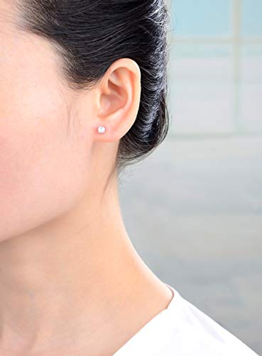 1 Pair Adabele Real 925 Sterling Silver April Birthstone Round Cut Stud Earrings 4Mm Small Cute Cubic Zirconia Clear Diamond Stone Solitaire Anniversary Birthday Gift Sse78-4 #TOP1