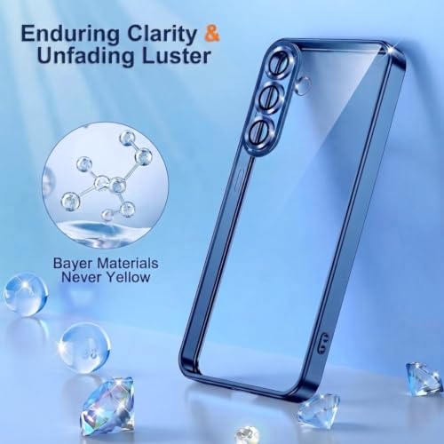 Image of VONZEE Clear Logo Electroplating Transparent Case for Samsung A17 5G, Magnetic Plating Electroplate TPU Cover, Individual Camera Protection for Each Lens -Blue