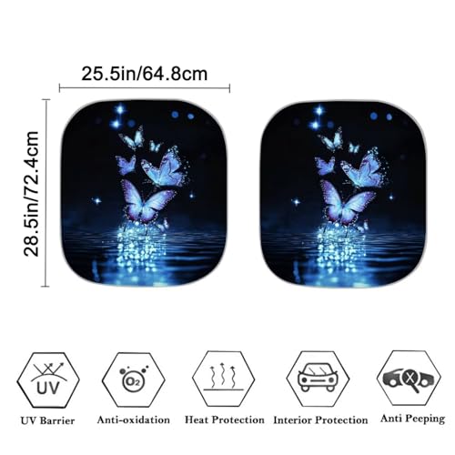 TSVAGA 2-Piece Car Windshield Sun Shade for Women Butterfly Car Front Window Decor Cover Sun Reflector Blocks UV Sun and Heat, Universal Fit Most Cars SUV Truck Sedan by TSVAGA - Used condition - Image 6