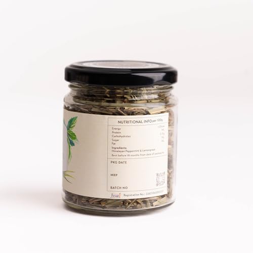 Image of Himalayan Haat Peppermint & Lemongrass Infusion - Caffeine-Free Herbal Tea Blend | Boosts Metabolism, Fights Cold & Flu, Aids Digestion | 30g