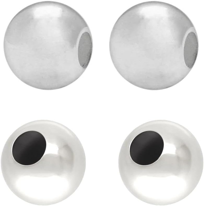 30pcs Adabele Authentic 925 Sterling Silver 6mm (0.24 Inch) Seamless Loose Beads Spacer (Large Hole 2.8mm) for DIY Craft Jewelry Making SS200-6