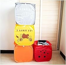 سلة تخزين قماشية كبيرة قابلة للطي من قطعة واحدة، سلال غسيل قابلة للطي لتخزين العاب الاطفال والملابس المتسخة (متعددة الالوان) 44 × 44 × 44 سم