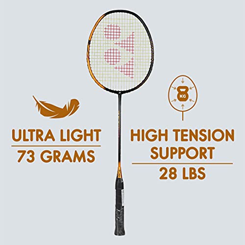 Yonex Smash Badminton Racquet (G4, 73 Grams, 28 Lbs Tension) (Black Clear Orange) #TOP1