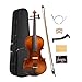 WUQIMUSC バイオリン 3/4サイズ 子供&初心者&大人用 スプルーストップ メープルバック サイド 学生 スターターバイオリンセット ケース、弓、ロジン、チューナー、ショルダーレスト、予備の弦付き