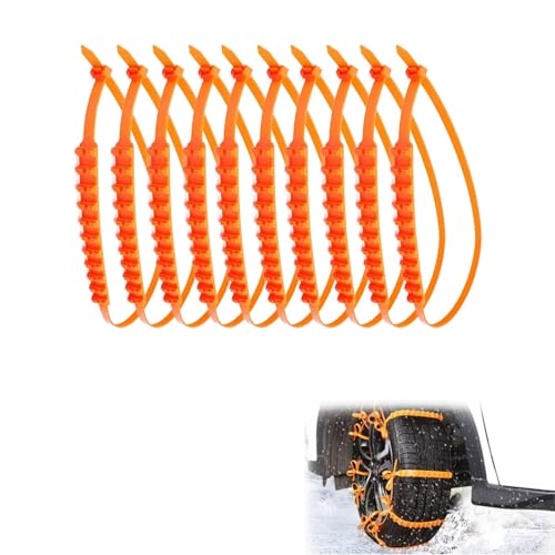 Catene da Neve per Auto, Catene per Pneumatici da Neve Antiscivolo, Fasce Antiscivolo Anti Slittamento Emergenza Neve, Regolabili, Possono Essere Utilizzate su Strade Innevate, Fangose, 10 Pezzi