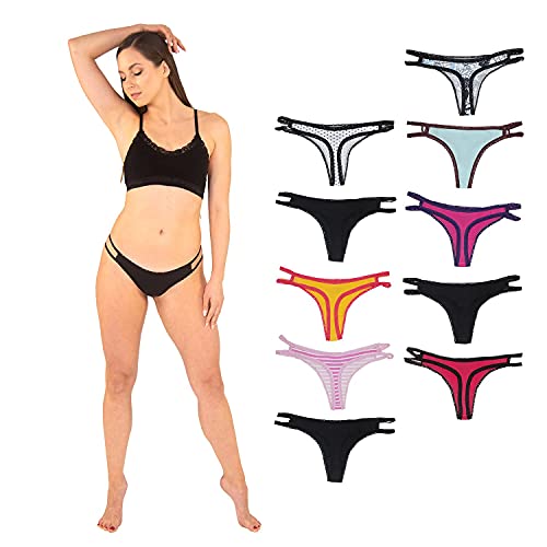 White Ivy 10-Pack Cut Out Lace Thongs For Women, Floral And Stripe Women's Thong Underwear (Large) #TOP1