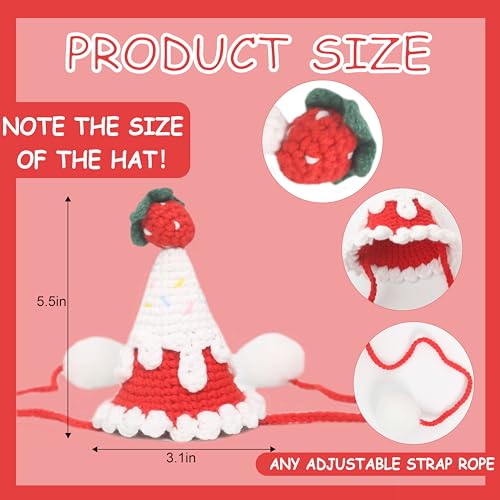 Strawberry Headwear For Girls' Birthday - Small Crocheted Strawberry Hat - Strawberry Birthday Decorations - Unique Party Prop2