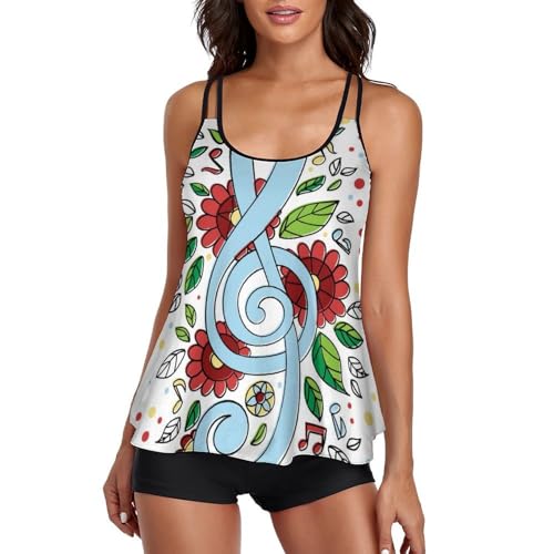 Ensemble bikini tankini clé de sol original et confortable avec short de garçon