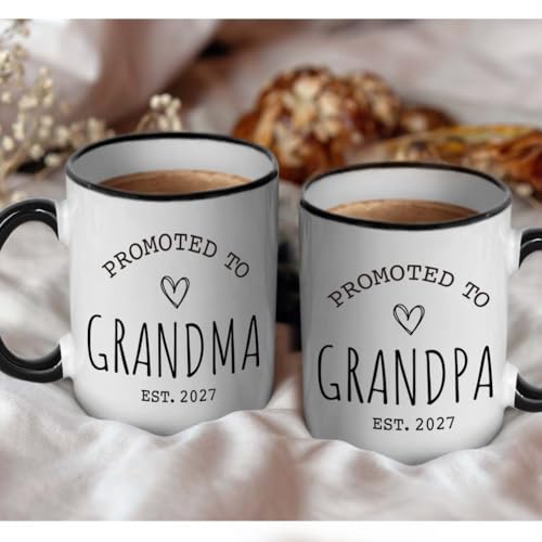 Gououoii Promoted to Grandma & Grandpa Est 2027 Mug Set - Grandparents Mug - Pregnancy Reveal Mugs - Grandparents Baby Announcement Birthday Gift by Gououoii - Used condition - Image 5
