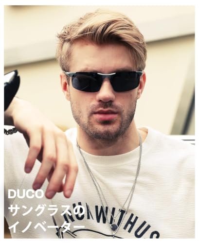 [DUCO] サングラス メンズ 偏光 スポーツサングラス UV400 へんこう さんぐらす ブラック AL-MG合金 超軽量 sunglasses for men 運転／自転車／釣り／ランニング／ゴルフ用 8177 2枚目