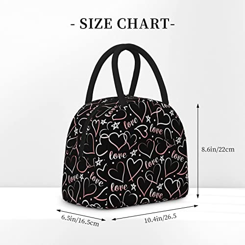 Ruvnsr Pink Heart Lunch Box Love Hearts Reusable Cooler Lunch Bags Cute Insulated Tote Boxes Bag For Work Picnic Outdoor Travel Adult Women Gifts #TOP2