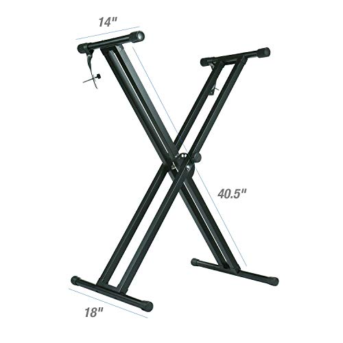 Image of TECHTEST Piano Stand Keyboard Stand Adjustable X-Type Universal Double-Braced X-Style Stand with Locking Straps Assembly Required
