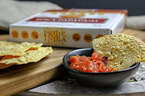 Pride Of India - Assorted Papadum Lentil Crisps - Plain, Salty & Spicy - Pack of 6 (2 Boxes per Flavor) - 6 * 3.53oz (100gm) per 10 Count Box - Party Perfect, Lentil Chips, Gluten-Free, Healthy Snack - Thumbnail 4