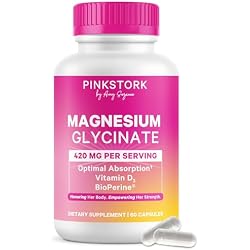 Pink Stork Magnesium Glycinate with Vitamin D - Magnesium Supplement for Women to Support Natural Calm, Mood, and Sleep - Hormone Balance for Women - 60 Capsules, 1 Month Supply
