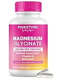 Pink Stork Magnesium Glycinate with Vitamin D - Magnesium Supplement for Women to Support Natural Calm, Mood, and Sleep - Hormone Balance for Women - 60 Capsules, 1 Month Supply