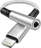 Adaptador Auriculares iPhone【Apple MFi Certificado】 Lightning to Auriculares 3.5mm Jack Cable Audio Compatible con iPhone 13/13Pro Max/12/11/10/XS/XR/X/8/7,Compatible con Todos los iOS-Plata