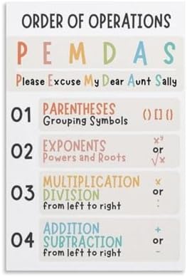 Math Classroom Decor Poster - Order of Operations (PEMDAS/BODMAS) Chart ...