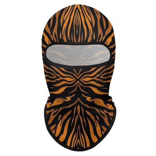 Unisex Fashion Ski Balaclava Mask, Wear Resistant Comfortable Dust Proof Windproof Neck Warmer Head Scarf for Skiing, Hiking, Cycling, Animal Camouflage Tigers Stripes