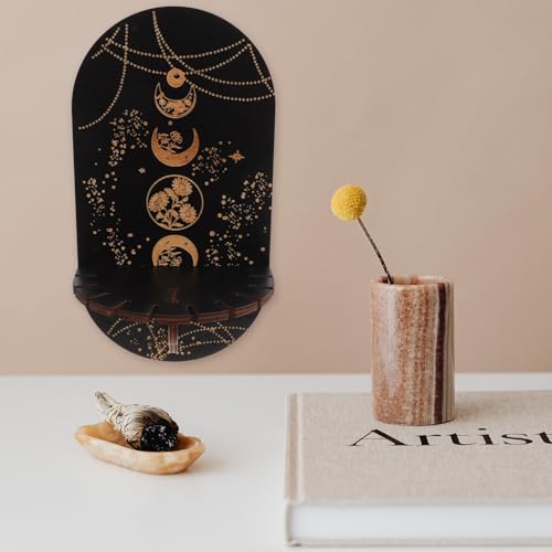 Estantería de madera álamo negra premium para colgar decoración boho 6