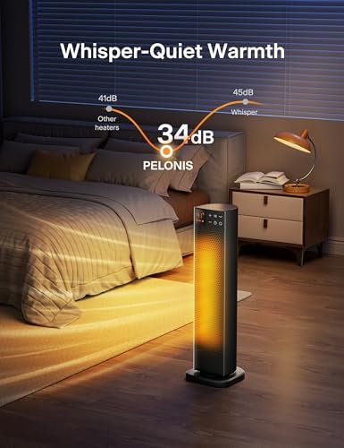 PELONIS Oscillating Ceramic Tower Indoor Space Heater for Home with Oscillation, Programmable Thermostat & ECO Mode, 12H Timer & Remote Control, Safety Protection, 23 Inches, 1500W, PHF15RSAPH23 - 5