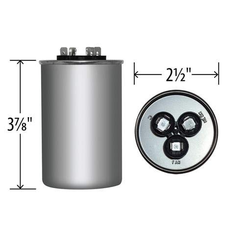 50 + 5 uF 440VAC Round Dual Run Capacitor, Compatible Replacement for Mars 14290