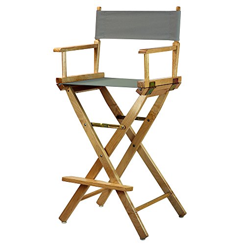 Casual Home 30" Director's Chair Natural Frame-with Grey Canvas, Bar Height