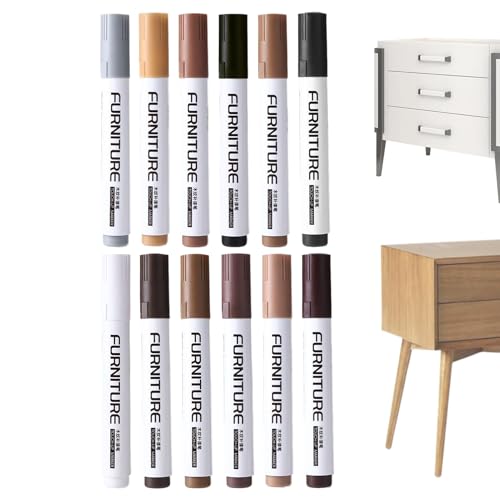 Marcadores de madera,12 Colores Bajos Fragancia Rasguñadores Removedores,Kit De Reparación De Muebles Marcador De Madera | Para Raspaduras Daños Manchas Desgaste Grietas Pinturas