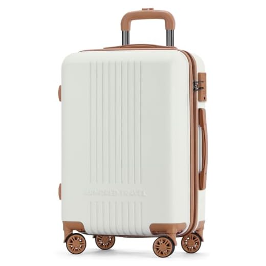Maleta De Viaje Carry On 20" de Mano Cabina 10kg Rígida Doble Refuerzo Con * TSA Lock * Luggage suitcase Armored Travel (Beige - Palace)