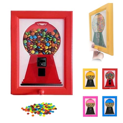 Candy Dispenser Picture Frame, Handy Candy Frame Dispenser, Rare Vintage the Handy Candy Frame-Hanging Candys Machine Art, Funny Sweet Dispenser Machine Photo Frames (Red)