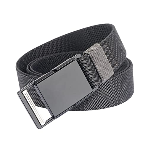 Qazse Mens Stretch Belt Quick Release Magnetic Buckle Elastic Webbing Sport Work Golf Belts For Men 1.34Inch Wide Dark Grey 49" Long #TOP6