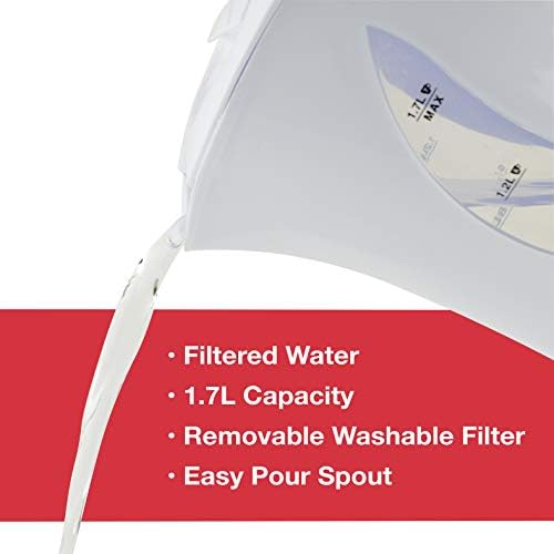 Kitchen Perfected 2000W 1.7L Electric Cordless Kettle  Dual Water Level Windows with Cup Indicators  Slide Out Filter - On / Off Switch with Light and Automatic Safety Shut-Off - E1521WH  White