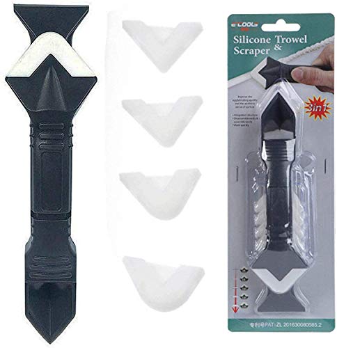 3 in 1 Upgraded Silicone Caulking Tools, Caulk Finishing Tool Set Glass Glue Angle Scraper, Grout Scraper Tool Bathroom Tiles, Universal Silicone Repair & Removal Tool