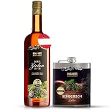 Berg Zirbenlikör 25% vol. / 1 Liter + Flachmann 0,2 l gefüllt/Original Zirben-Likör aus den Alpen/Echtes aus den Bergen/Aus Österreich - mit 2 Gratis-Proben
