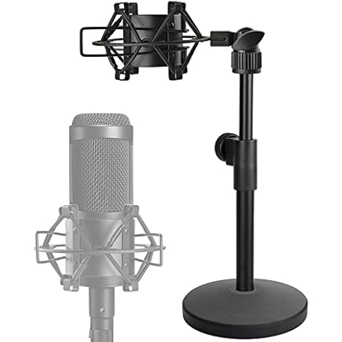 AT2020 Desktop Microphone Stand with Mic Shock Mount, Adjustable Table Mic Stand for Audio Technica AT2020 AT2020USB+ AT2035 ATR2500 Condenser Studio Microphone by Frgyee Cover
