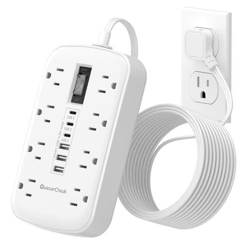 3FT Extension Cord with 6 USB(3 USB C) 8 Outlets, Flat Plug Power Strip